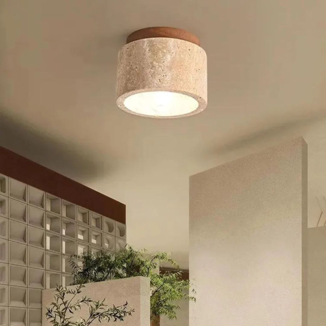 TravertineGlow | Elegant Warm LED Flush Mount Ceiling Light Fixture 2