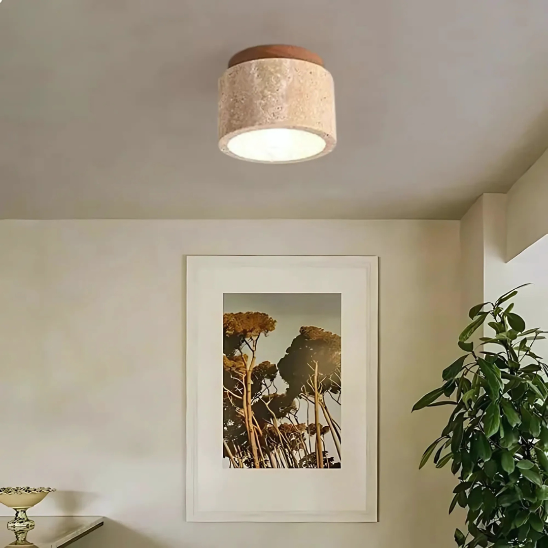 TravertineGlow | Elegant Warm LED Flush Mount Ceiling Light Fixture 3