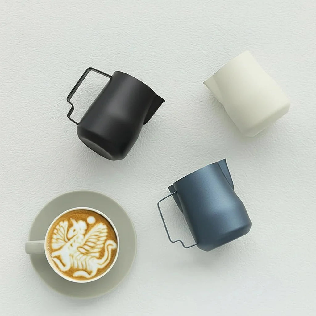 Stainless Steel Milk Jug for Latte Art, Milk Frothing Jug with Turbine Interior, Coffee Machine Accessories_02