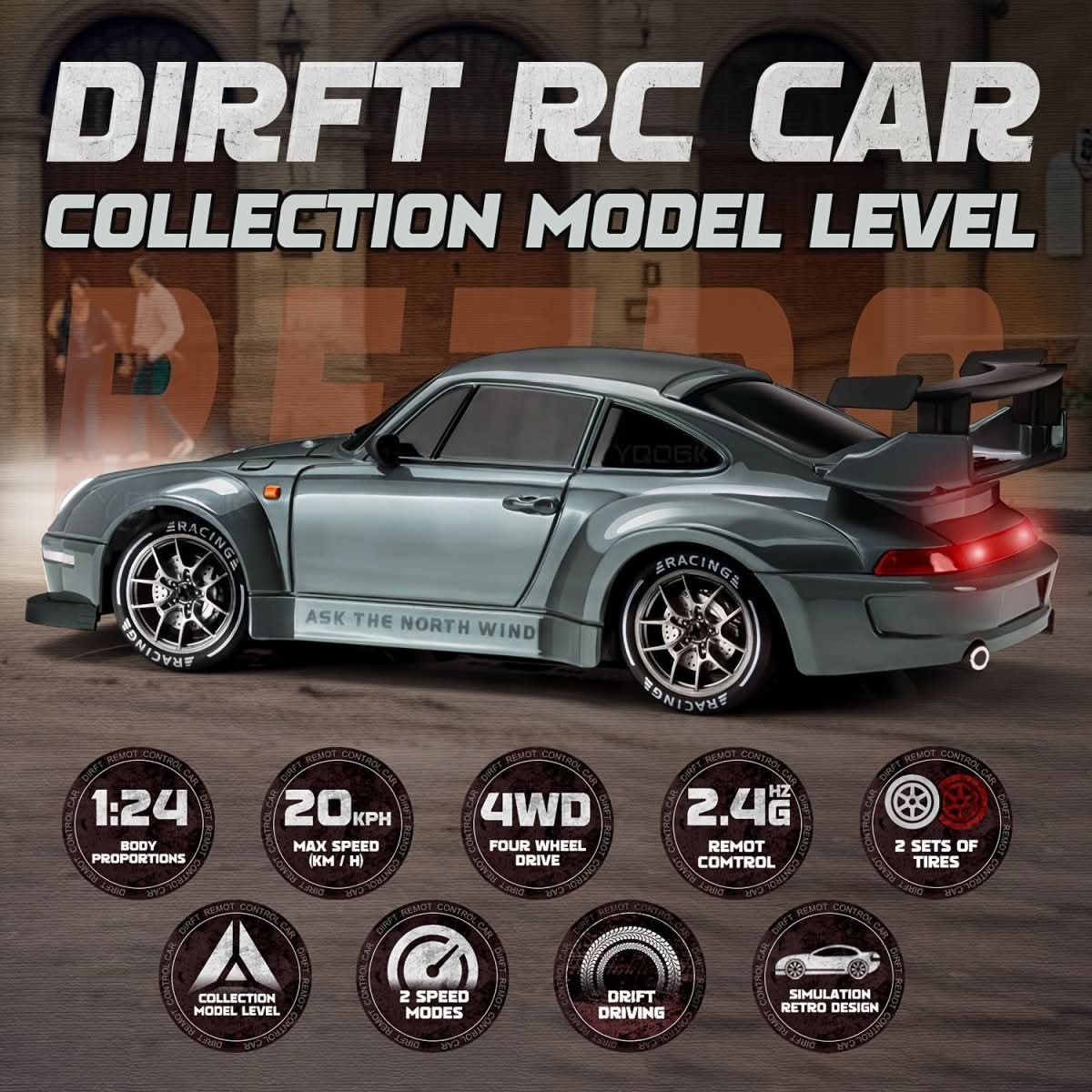 Remote Control Car, 1:24 RC Drift Car with LED Wheels and All Wheel Drive, Rechargeable Radio Controlled Car for Kids_03