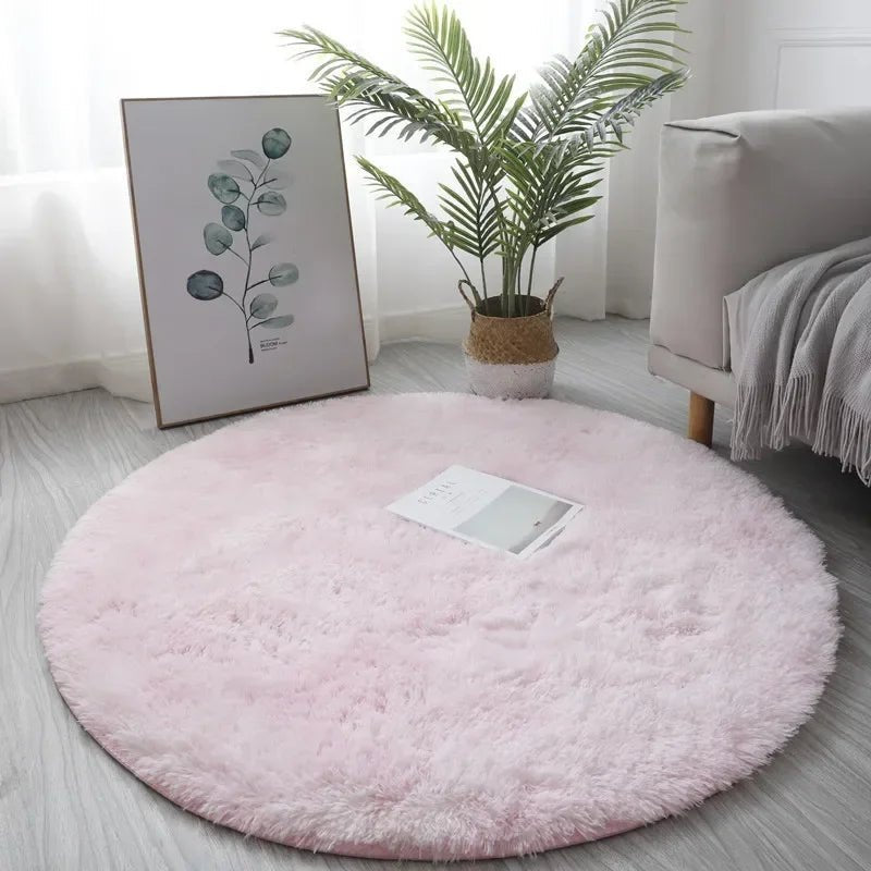 Round Rugs for Living Room, Soft Bedroom Rug, Fluffy Circle Rug with High Pile, Shaggy Hallway Rug_02