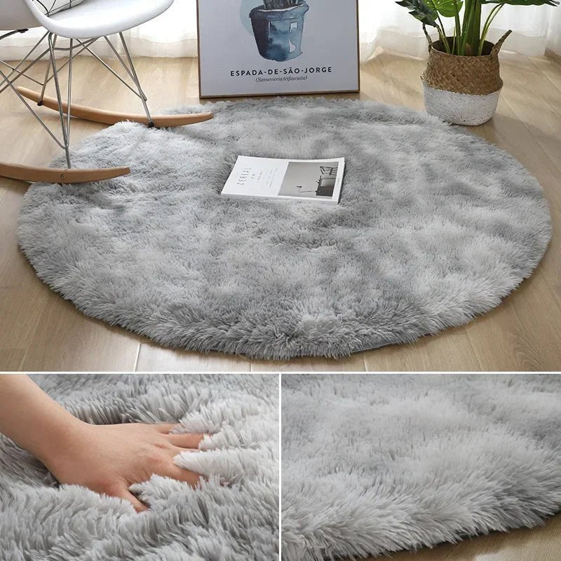 Round Rugs for Living Room, Soft Bedroom Rug, Fluffy Circle Rug with High Pile, Shaggy Hallway Rug_05