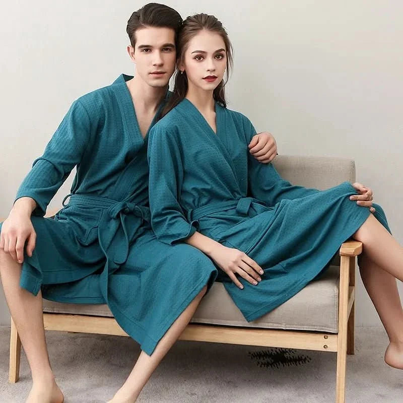 Mens Dressing Gown, Ladies Dressing Gown, Lightweight Waffle Bath Robe Unisex for Spa and Beach