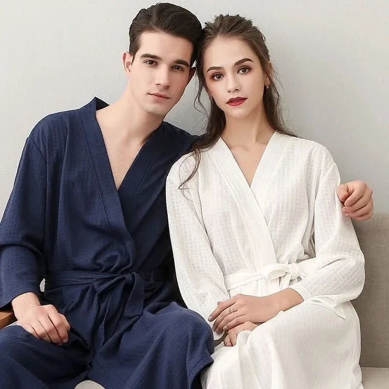 Mens Dressing Gown, Ladies Dressing Gown, Lightweight Waffle Bath Robe Unisex for Spa and Beach