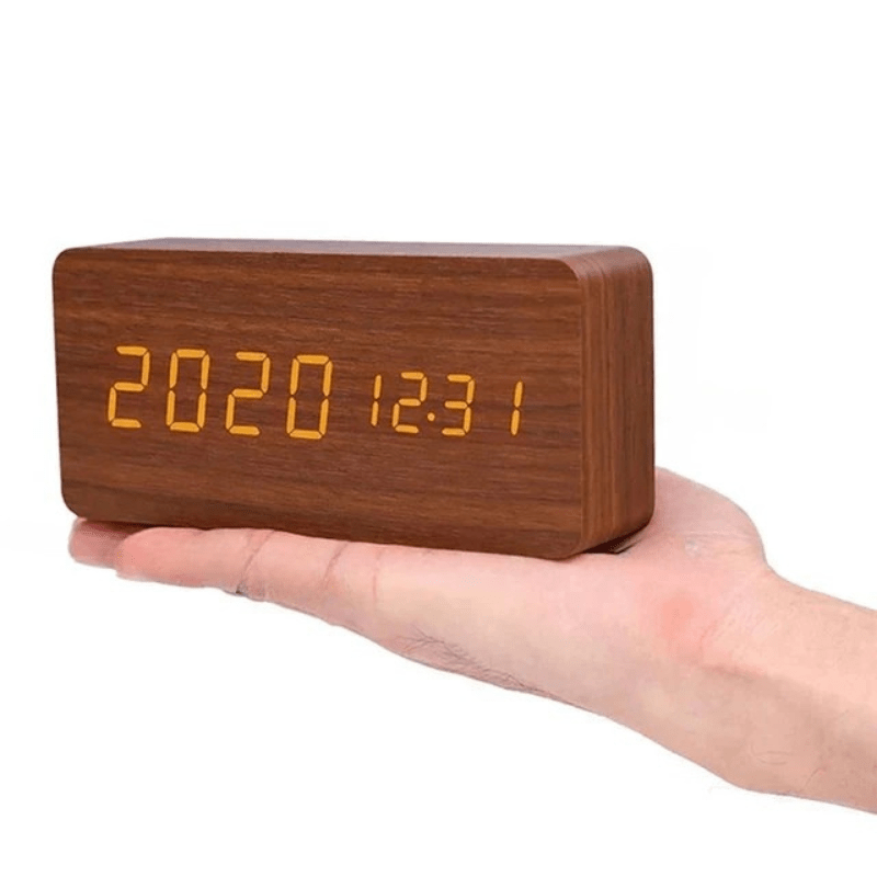Digital Alarm Clock, LED Digital Clock with Temperature Display in Wood Look, Bedside Clock with 3 Alarms and USB Cable_10