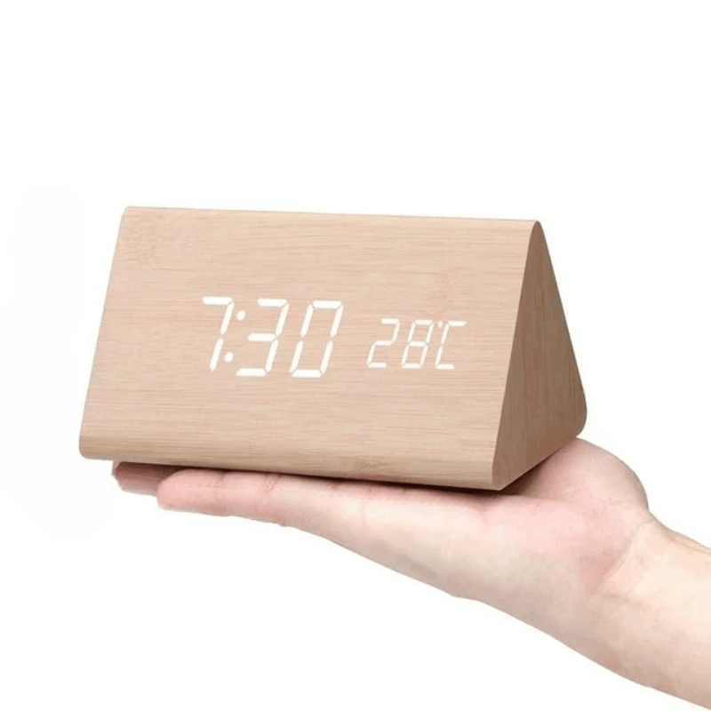 Digital Alarm Clock, LED Digital Clock with Temperature Display in Wood Look, Bedside Clock with 3 Alarms and USB Cable_08