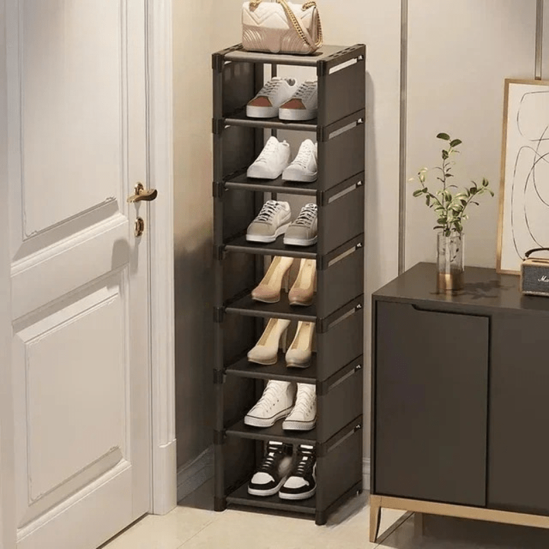 Corner Shoe Rack for Small Spaces, Stackable Shoe Storage Rack up to 8 Tiers, Black Metal Shoe Organiser_10