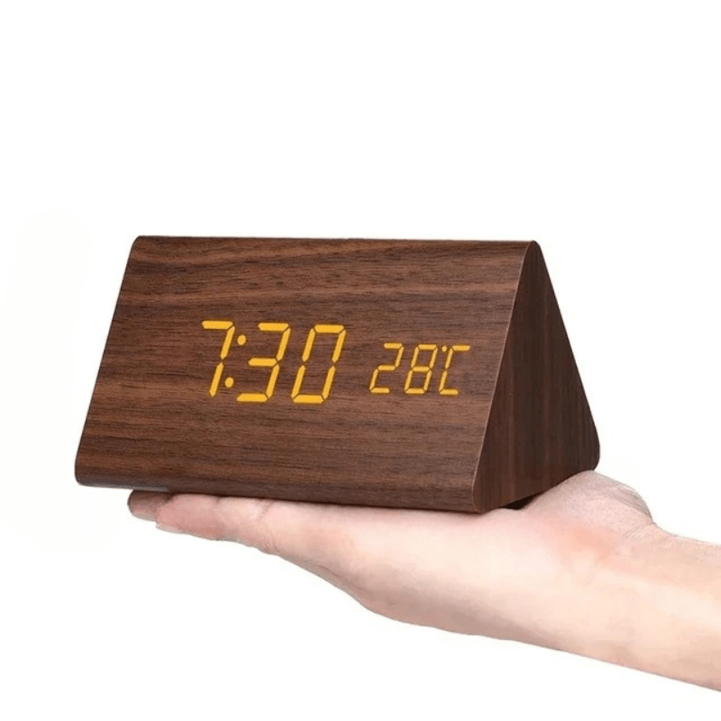 Digital Alarm Clock, LED Digital Clock with Temperature Display in Wood Look, Bedside Clock with 3 Alarms and USB Cable_06
