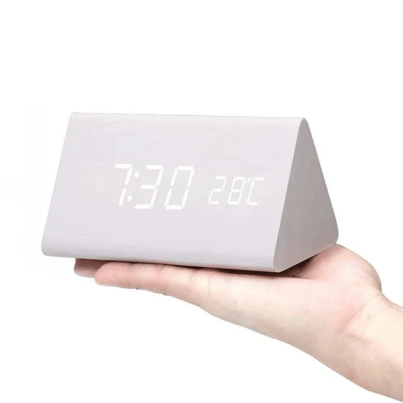 Digital Alarm Clock, LED Digital Clock with Temperature Display in Wood Look, Bedside Clock with 3 Alarms and USB Cable_07