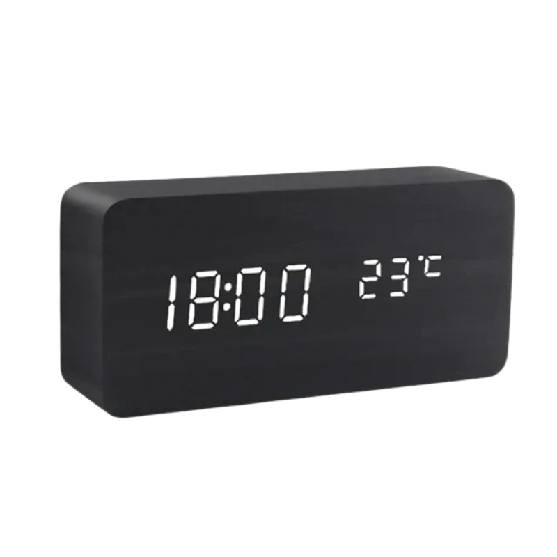 Digital Alarm Clock, LED Digital Clock with Temperature Display in Wood Look, Bedside Clock with 3 Alarms and USB Cable_09