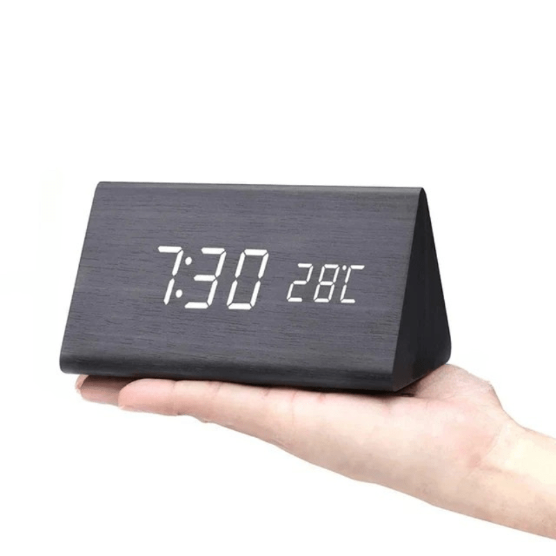 Digital Alarm Clock, LED Digital Clock with Temperature Display in Wood Look, Bedside Clock with 3 Alarms and USB Cable_05