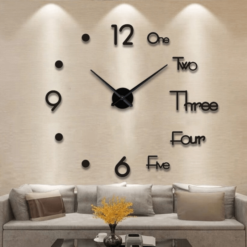Large Wall Clocks, 3D Wall Clock Stickers with Silent Quartz Movement, Modern Wall Clock for Living Room 40 cm to 130 cm_03