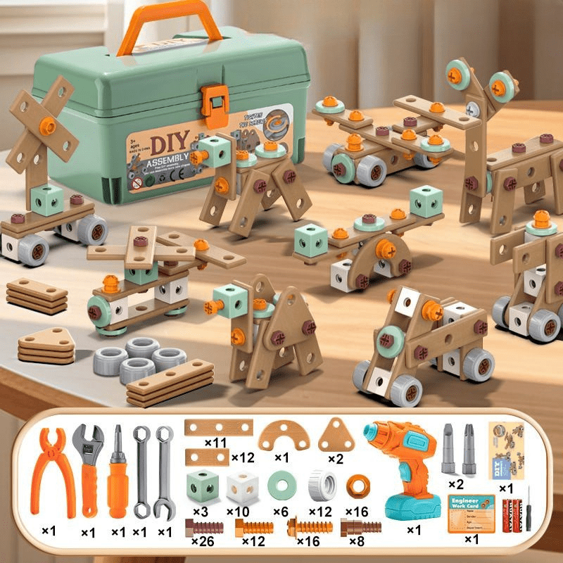 Construction Toy Tool Set in 149 to 198 Pieces, Role Play Toys for Little Builders, Toy Tools for Screwing and Building_07