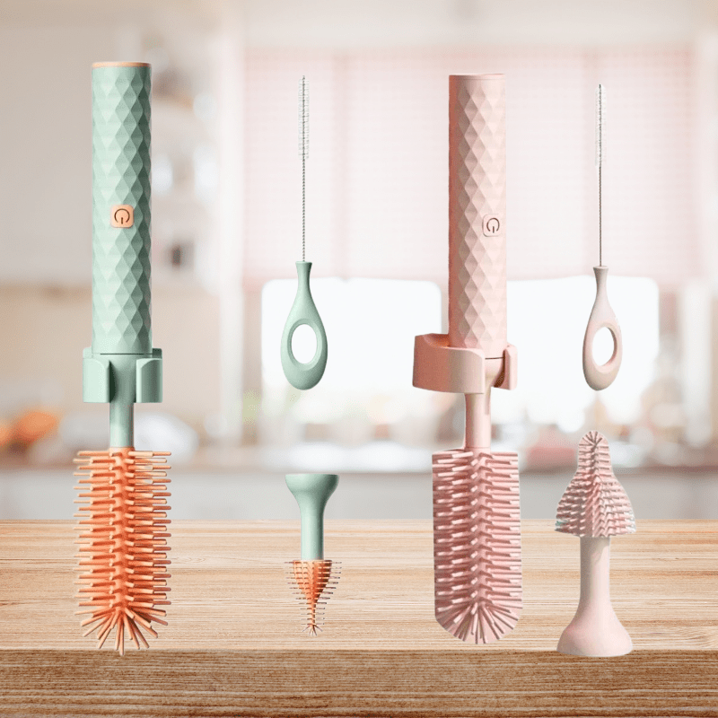 Electric Bottle Brushes, Rotating Bottle Cleaning Brush with Silicone Bristles, Electric Cleaning Brush for Baby Bottles_02