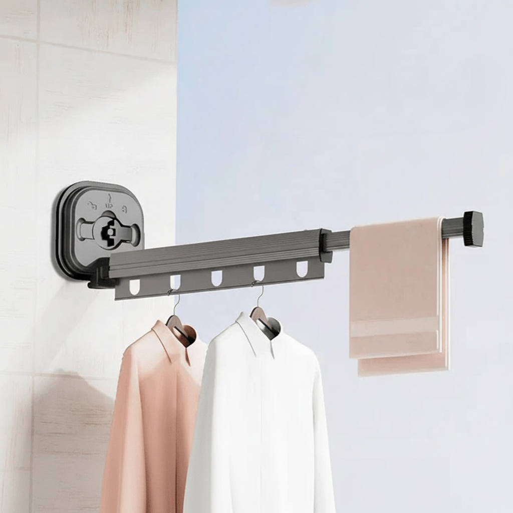 Wall Mounted Drying Rack, Clothes Horse Wall Mounted, Foldable Wall Mounted Clothes Airer for Laundry Room and Bathroom_09