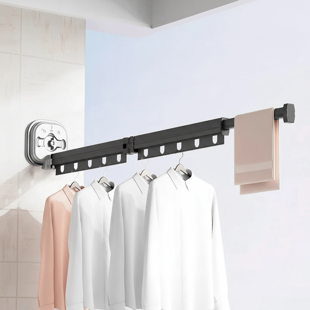Wall Mounted Drying Rack, Clothes Horse Wall Mounted, Foldable Wall Mounted Clothes Airer for Laundry Room and Bathroom_08