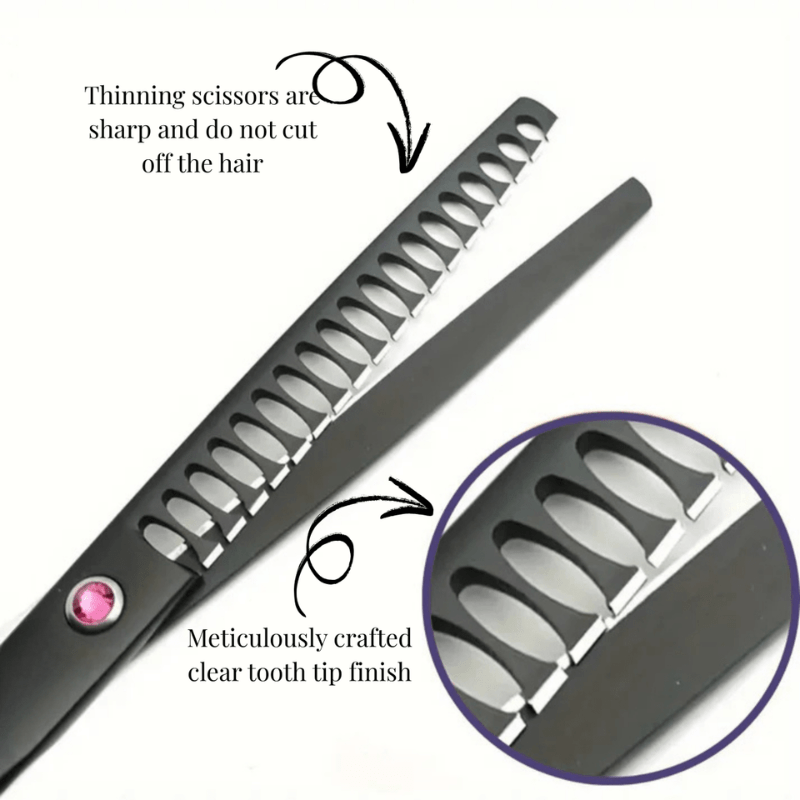 Dog Grooming Scissors Set, 4 Piece Pet Grooming Scissor Set with Thinning and Curved Shears, Dog Trimming Scissors_05