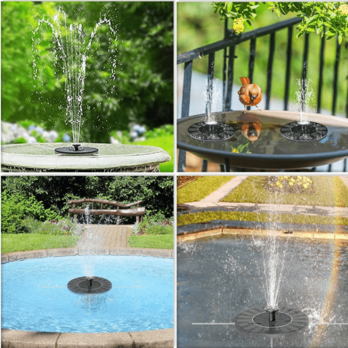 Solar Water Fountain, Solar Fountain for Bird Bath, Floating Garden Fountain for Ponds with Nozzle Set, Solar Water Pump_02