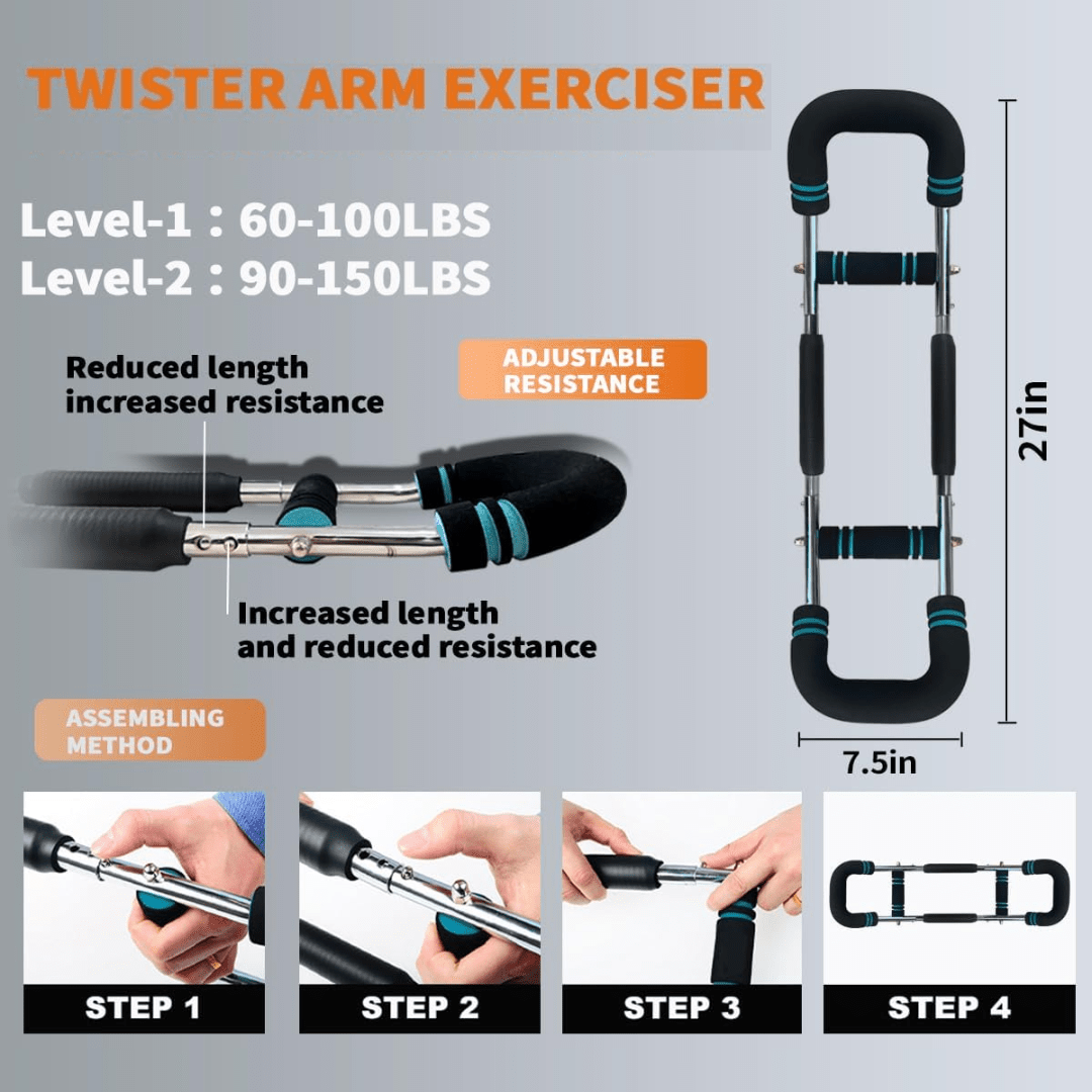 Adjustable Twister Bar for Arms, Tricep Exerciser, Chest Exerciser, Forearm Exerciser for Home Workouts_05
