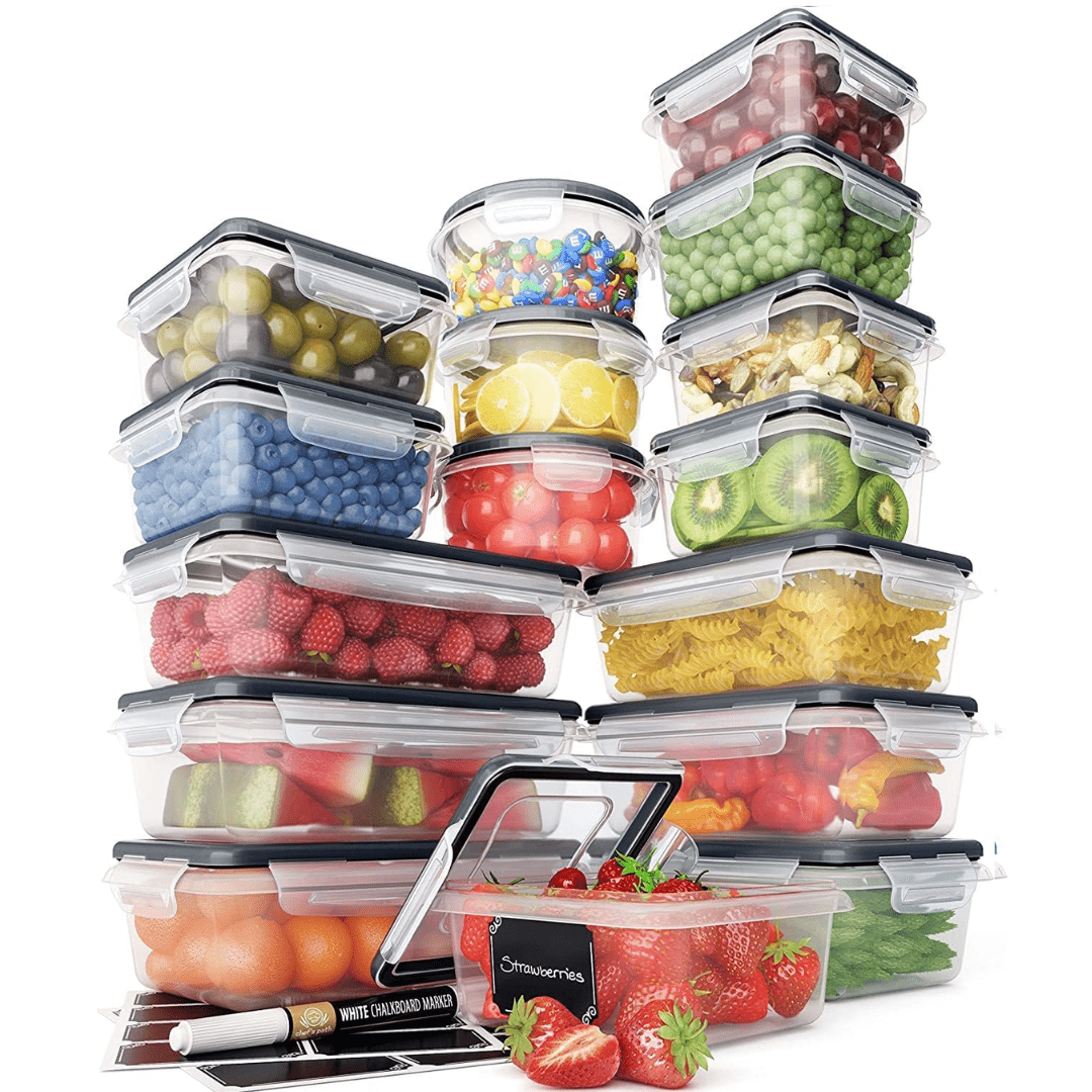 Plastic Storage Boxes with Lids 16 Pack, Airtight Food Storage Containers, Meal Prep Containers, Tupperware_04