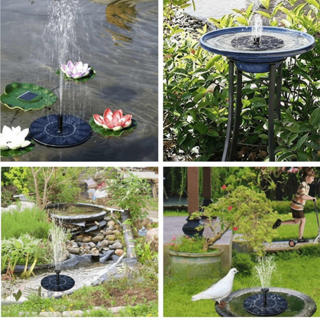 Solar Water Fountain, Solar Fountain for Bird Bath, Floating Garden Fountain for Ponds with Nozzle Set, Solar Water Pump_03