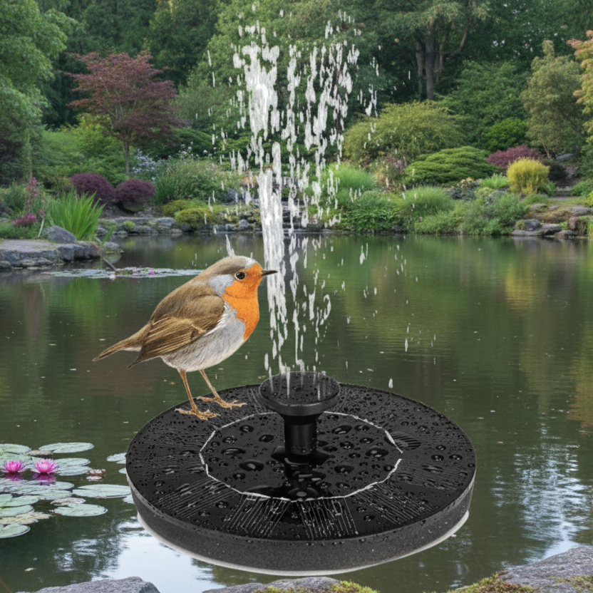 Solar Water Fountain, Solar Fountain for Bird Bath, Floating Garden Fountain for Ponds with Nozzle Set, Solar Water Pump_01