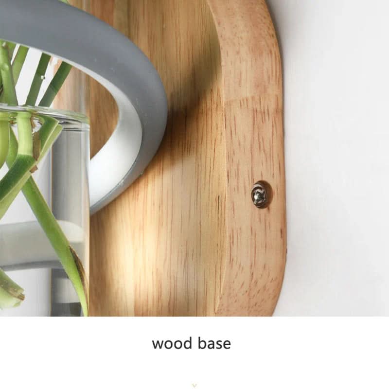 Wall Lights, Living Room Wall Light with Wooden Base and Glass Vase, LED Wall Sconce for Flowers_05