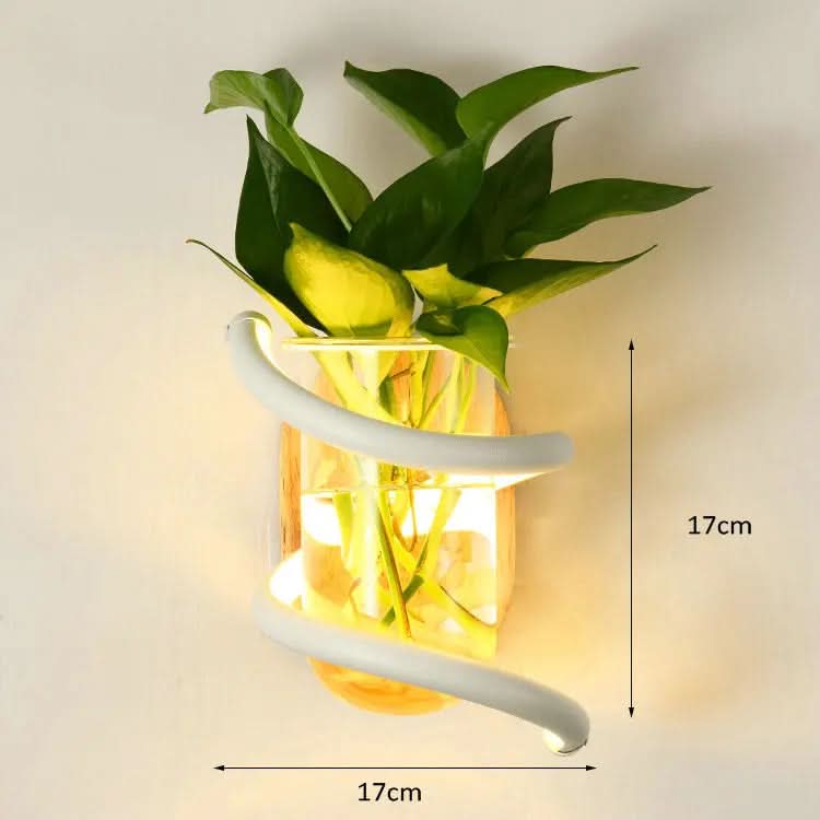 Wall Lights, Living Room Wall Light with Wooden Base and Glass Vase, LED Wall Sconce for Flowers_06
