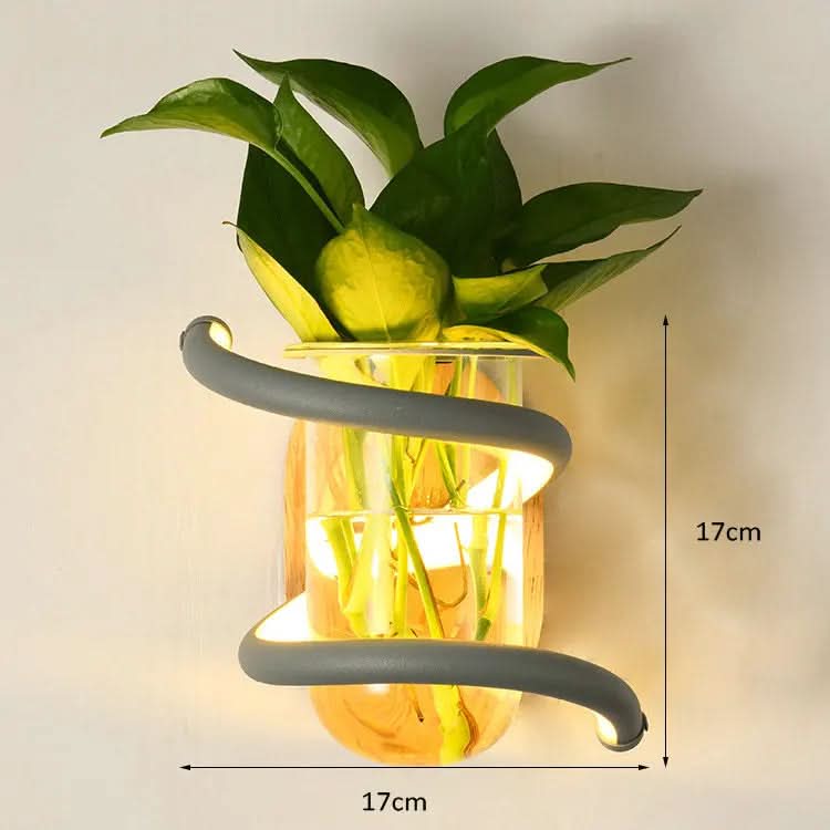 Wall Lights, Living Room Wall Light with Wooden Base and Glass Vase, LED Wall Sconce for Flowers_08