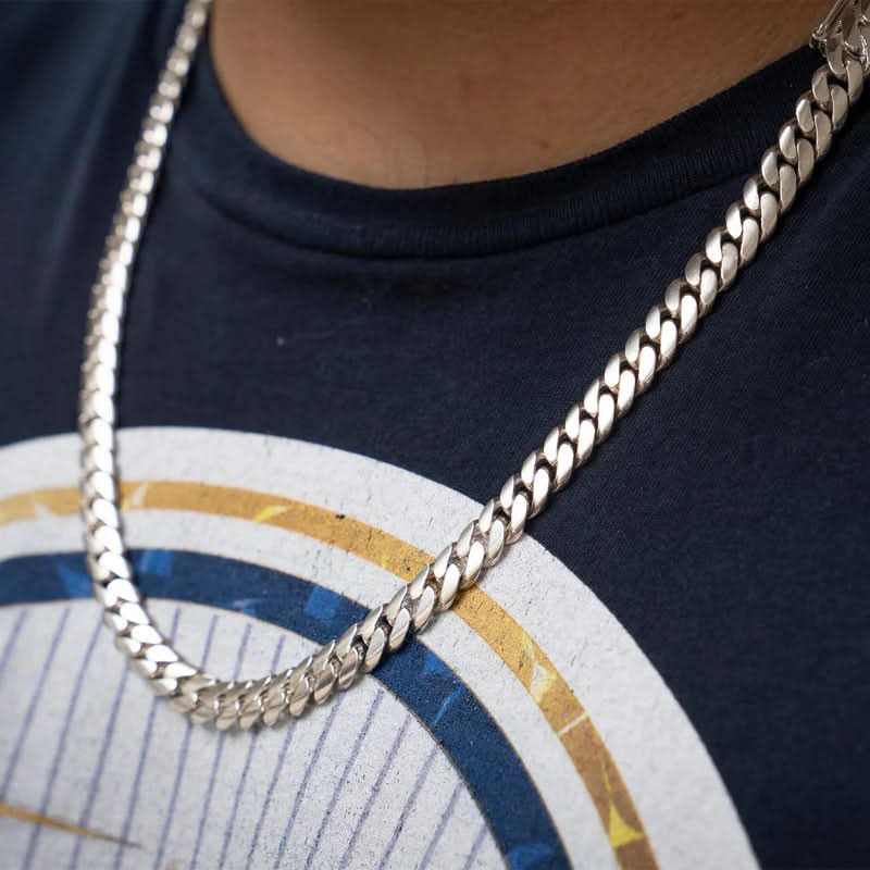 Silver Chain for Men and Women, 8 mm Miami Cuban Link Chain – image 4
