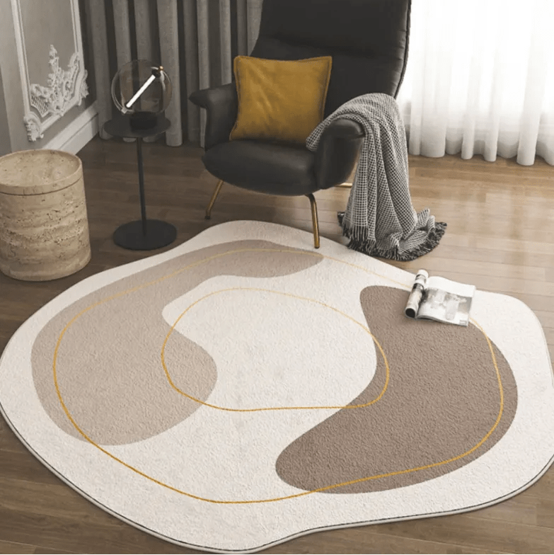 Living Room Rugs, Soft Polyester Area Rug with Brown Border