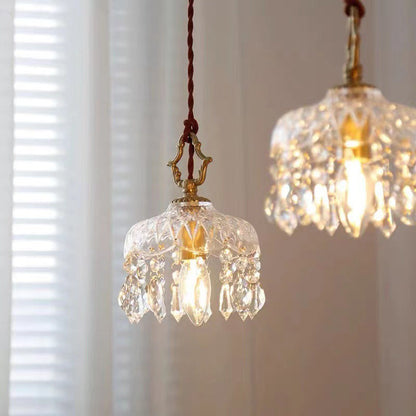 Vera Floral Pendant Light | Vintage Copper, Glass and K9 Crystal 1