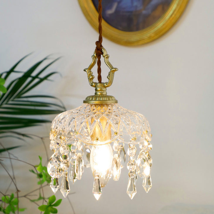 Vera Floral Pendant Light | Vintage Copper, Glass and K9 Crystal 3