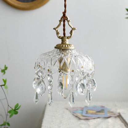 Vera Floral Pendant Light | Vintage Copper, Glass and K9 Crystal 6