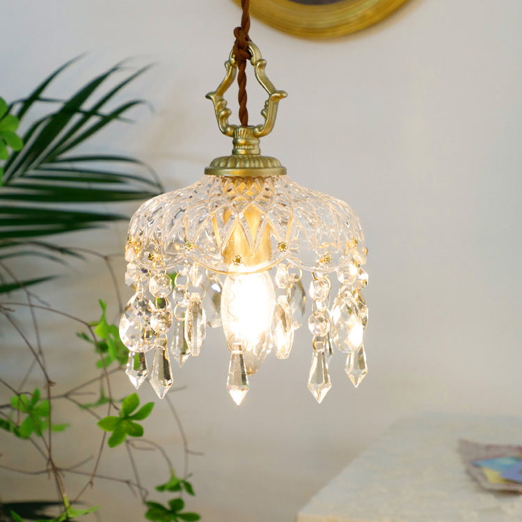Vera Floral Pendant Light | Vintage Copper, Glass and K9 Crystal 9