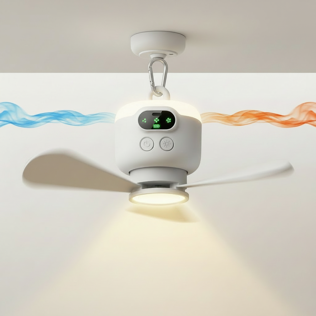 Versatile Portable Camping Fan with Remote Control & LED Light | Rechargeable 8000mAh Battery for Outdoor Comfort 2