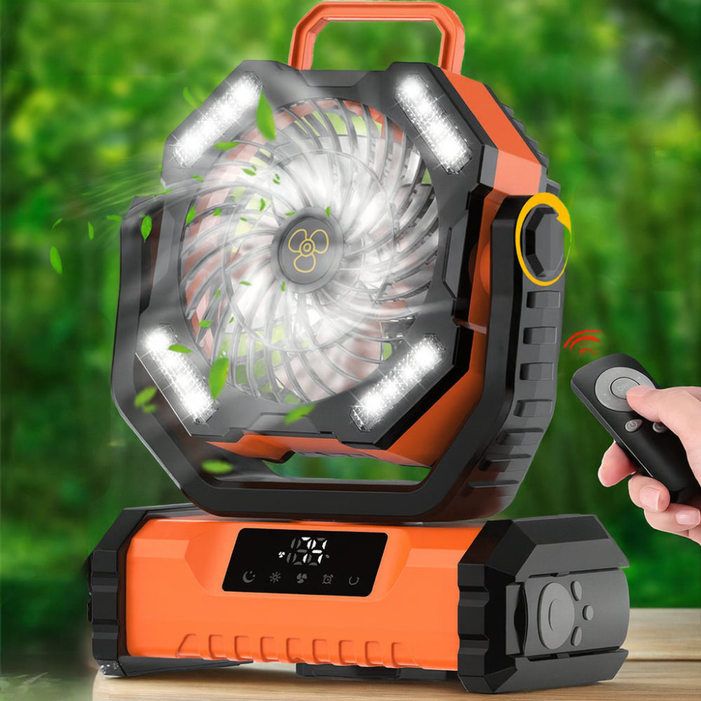 Versatile Portable Fan | Battery Powered Oscillating Fan with Remote Control | Ideal for Camping and Indoor Use