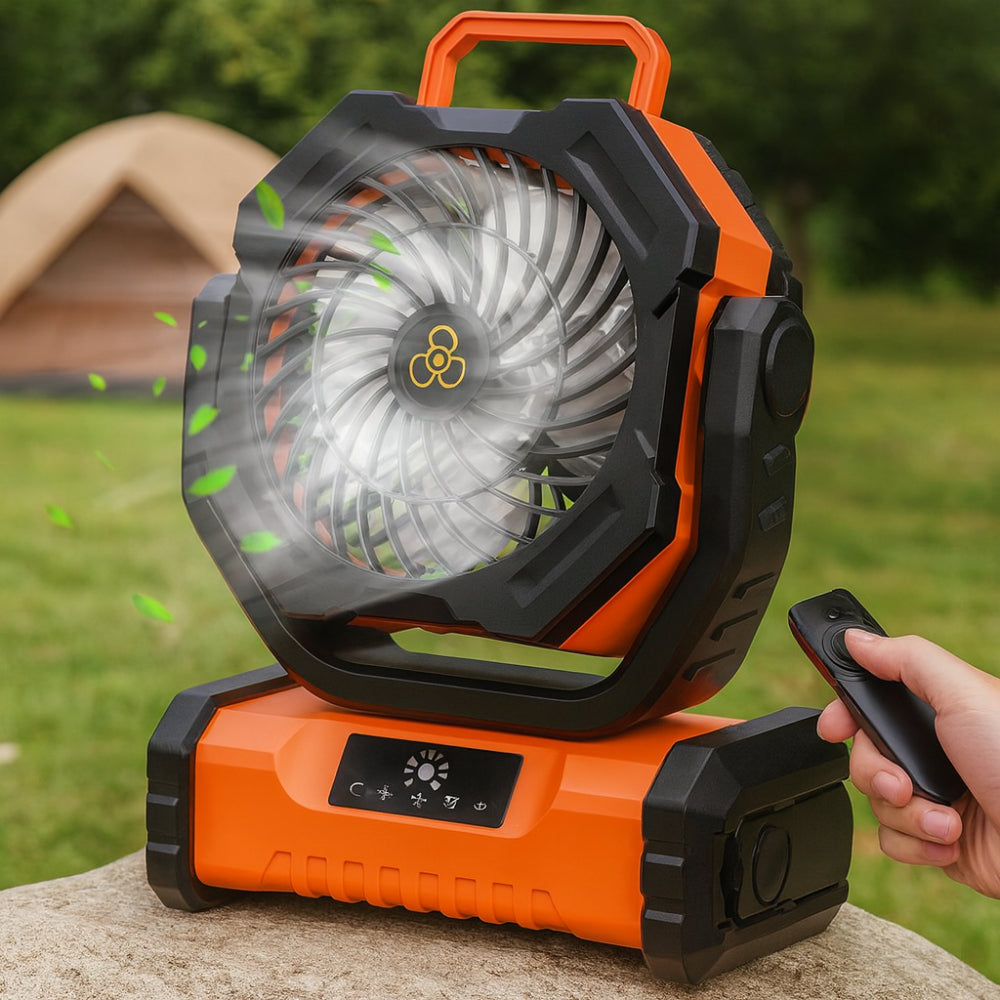 Versatile Portable Fan | Battery Powered Oscillating Fan with Remote Control | Ideal for Camping and Indoor Use
