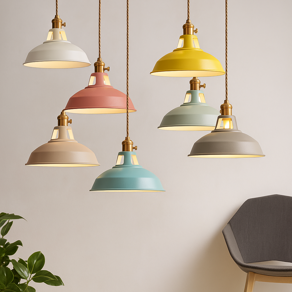 Vibrant Metal Dome Pendant Light | Energy-Efficient LED for Kitchen Island Lighting 0