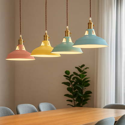 Vibrant Metal Dome Pendant Light | Energy-Efficient LED for Kitchen Island Lighting 2