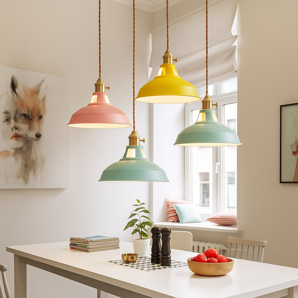 Vibrant Metal Dome Pendant Light | Energy-Efficient LED for Kitchen Island Lighting 3