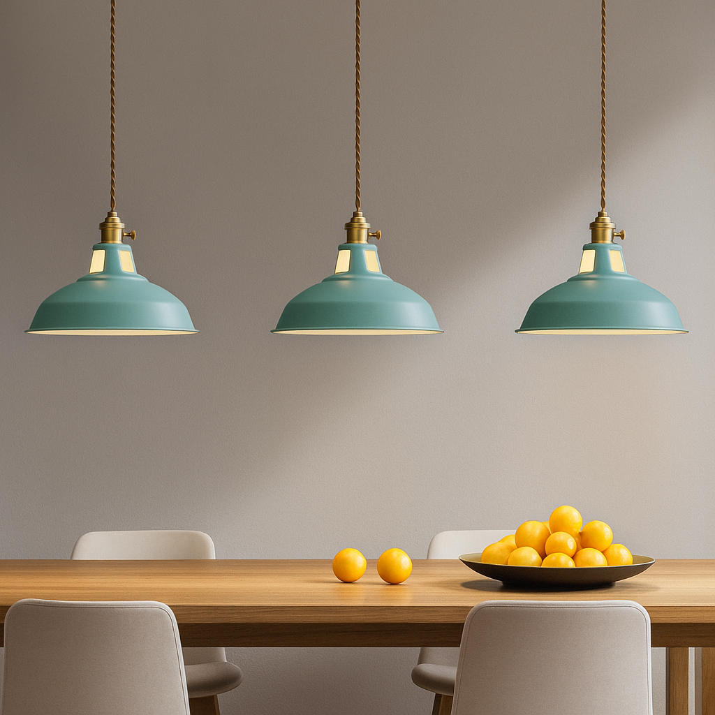 Vibrant Metal Dome Pendant Light | Energy-Efficient LED for Kitchen Island Lighting 4