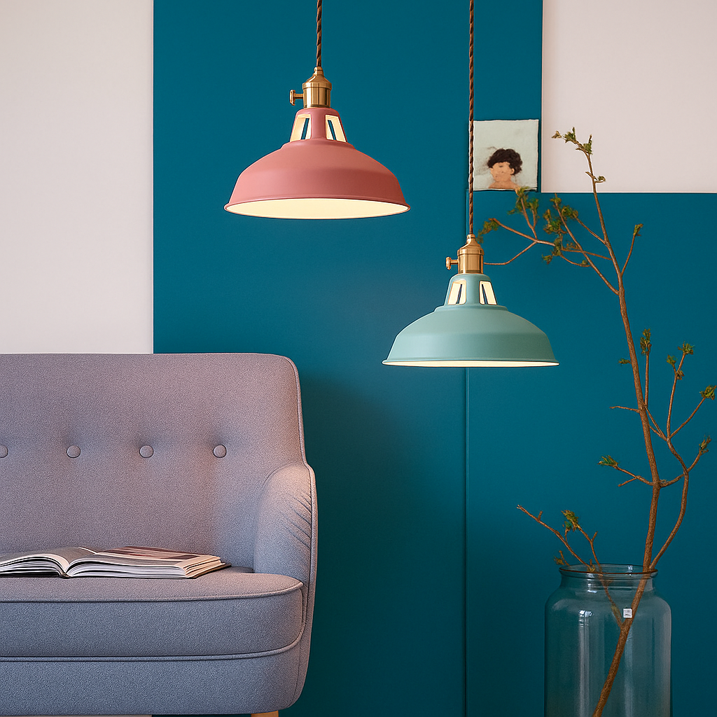 Vibrant Metal Dome Pendant Light | Energy-Efficient LED for Kitchen Island Lighting 7