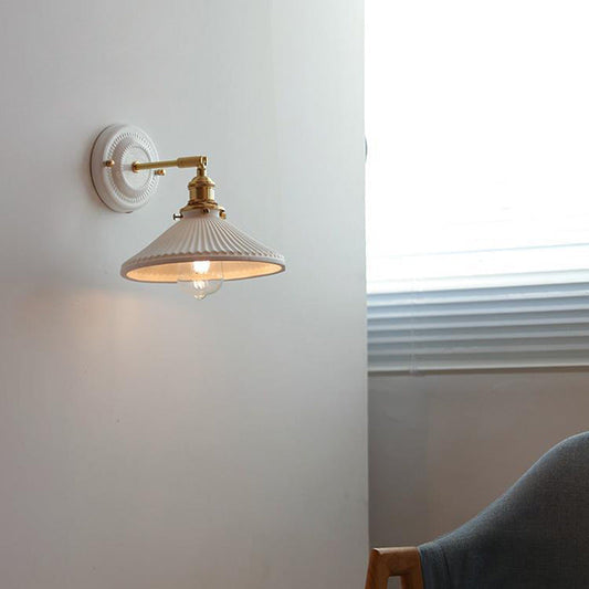 Vinta Wall Sconce | Japanese Ceramic, Vintage Brass Design 0