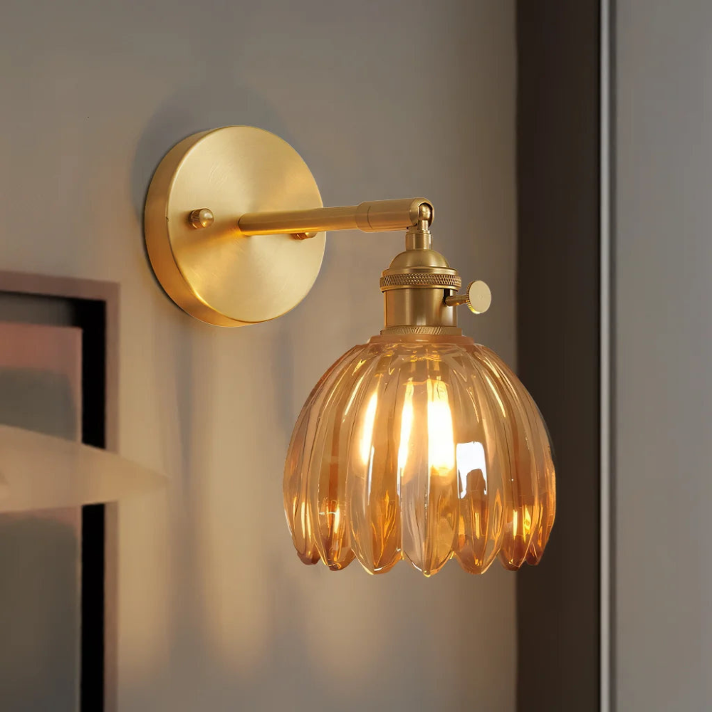 Vinta Wall Sconce | Vintage Brass Finish with Tulip Glass Shade 4