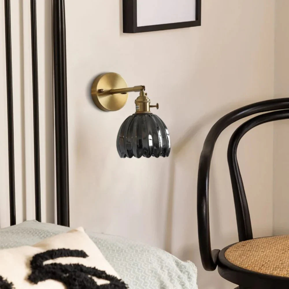 Vinta Wall Sconce | Vintage Brass Finish with Tulip Glass Shade 7