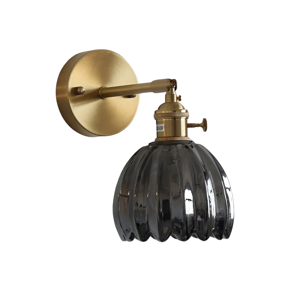 Vintage Brass Wall Sconce Lighting with Tulip Glass Shade | Elegant Design for Cozy Ambiance 6
