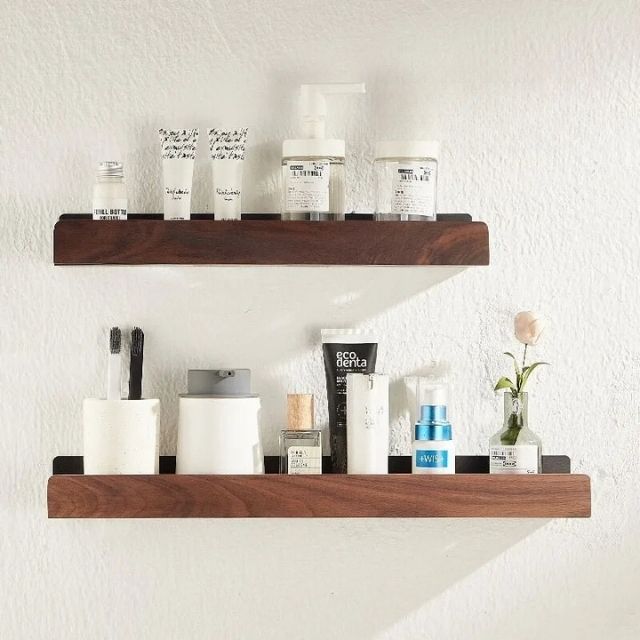 Floating Shelf for Bathroom Storage, Wall Shelf No Drill, Self Adhesive Bathroom Shelf with Wood Finish for Toilet_07