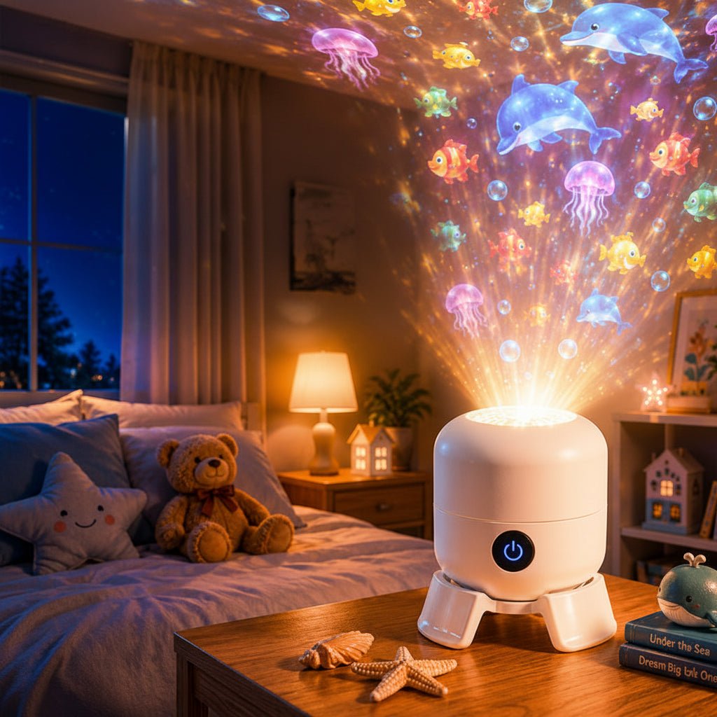 Childrens Night Light Projector, Ocean Wave Projector, Christmas Projector Light with Snowflakes, Mood Light