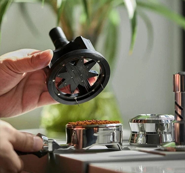 WDT Tool | Needle Rotary Coffee Stirrer with Dual Function Dosing Ring | Perfect Brew Distribution for Consistent Espresso Shots